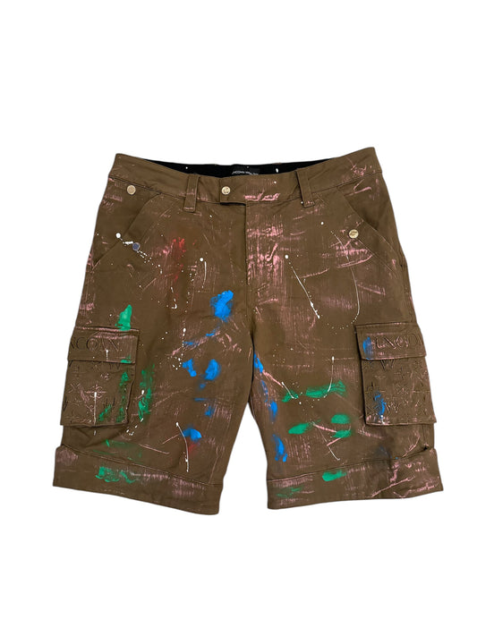 Brown painted cargo shorts